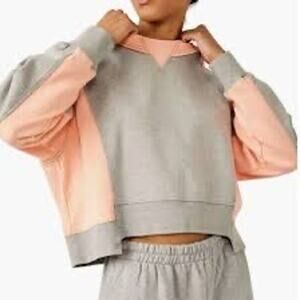 Free People FP Movement Intercept Color Block Pullover Oversized Sweatshirt, Med